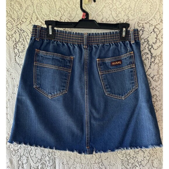 Vtg Gitano Denim Skirt Womens 16 Dark Wash Orange Stitch Classic Casual 80s Y2K - Picture 4 of 6